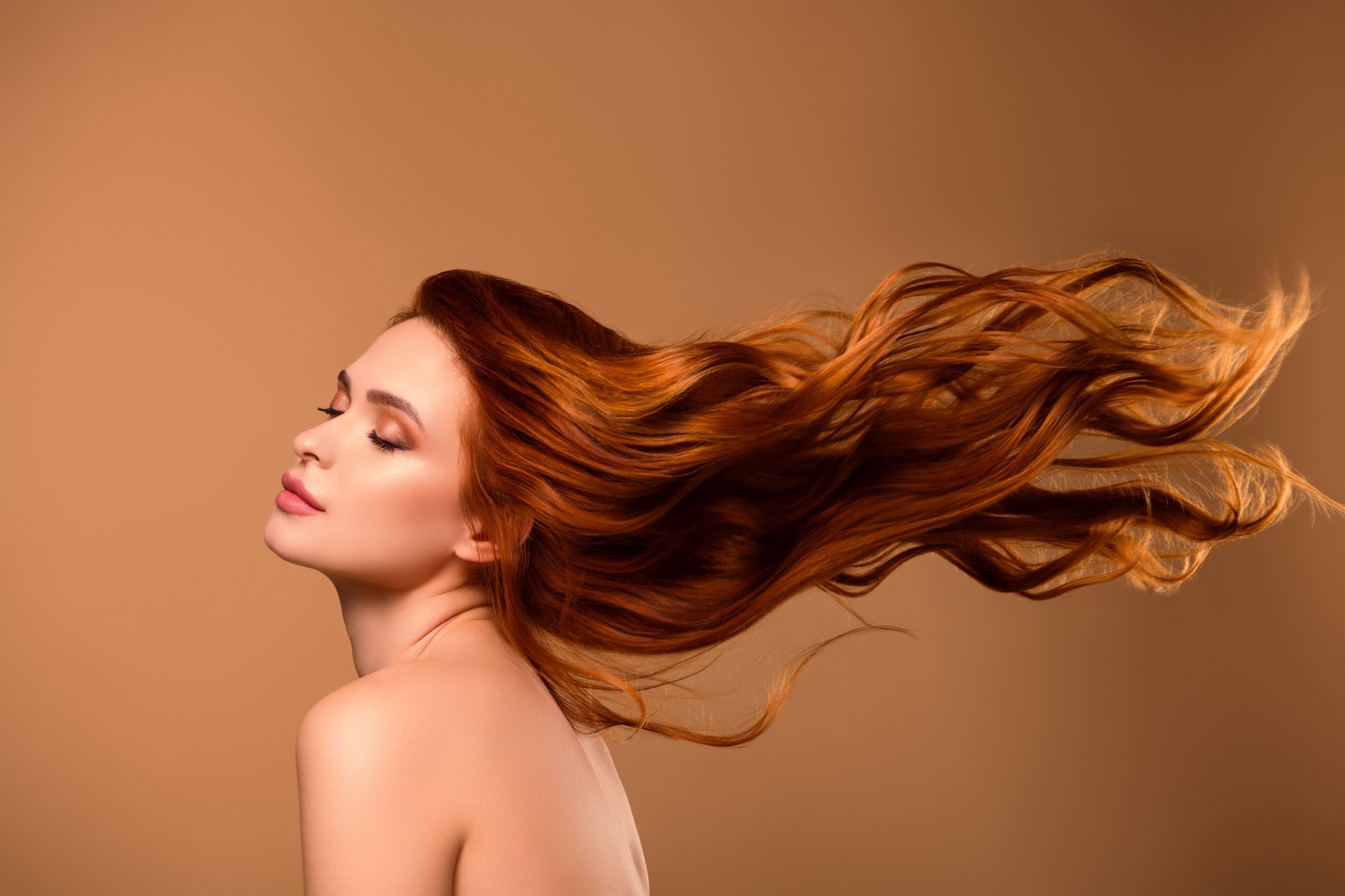 Beautiful woman with flowing hair